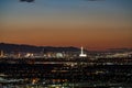 High angle sunset view of the famous Las Vegas Strip and cityscape Royalty Free Stock Photo