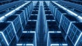 Futuristic Data Center Server Room with Neon Lights Royalty Free Stock Photo