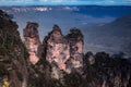 High-angle of the Three Sisters rock formation in the Blue Mountains of NSW, Australia Royalty Free Stock Photo
