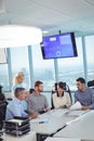 High angle vierw of business partners discussing in meeting Royalty Free Stock Photo