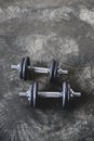 high angle view of adjustable dumbbells