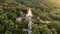 High angle view Aerial photograph of Buddha statue in the forest