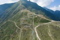 Aerial drone shot view of Alpine Coaster Bobsleigh track on Monte tamaro hills in Ticino, Switzerland Royalty Free Stock Photo