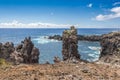 High angle view of Ana Kai Tangata cave bay