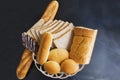 Assorted fresh breads on the table Royalty Free Stock Photo