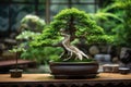 high-angle view of bonsai in pot