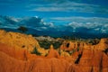 High angle view of a breathtaking wild landscape in the Tatacoa Desert, Colombia