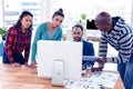 High angle view of business people at desk Royalty Free Stock Photo