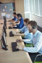 High angle view of business people working at call center Royalty Free Stock Photo