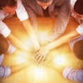 High angle view of business team stacking hands Royalty Free Stock Photo