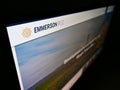 High angle view of business website with logo of British potash mining company Emmerson plc on monitor.