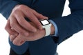 High angle view of businessman using smart watch Royalty Free Stock Photo