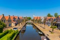 High angle view on Canal in Sloten Friesland Netherlands