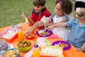 High angle view of children having food Royalty Free Stock Photo