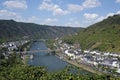 High angle view of the city of Cochem in the Mosel region of Germany