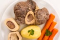 High angle view of a closeup of a pot au feu, a french beef stew Royalty Free Stock Photo