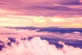 High angle view. Cloud mountain sky. Evening light Royalty Free Stock Photo