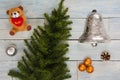 High angle view of a collection of Christmas ornaments