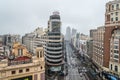 High angle view of commercial street a rainy day