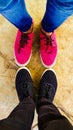 High angle view of couples shoes Royalty Free Stock Photo
