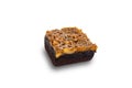 High angle view of delicious homemade chocolate toffee cake topping with cashew nut and caramel Royalty Free Stock Photo