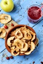 Slices of dried apple served as appetizer or snack Royalty Free Stock Photo