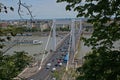 High angle view on Elisabeth bridge over Danube river, Budapest Royalty Free Stock Photo