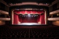high angle view of an empty auditorium with a stage Royalty Free Stock Photo