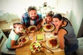 High angle view of family having meal together Royalty Free Stock Photo