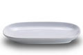 High angle view or flat lay of single empty white ceramic tray