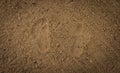High angle view of footmarks in sand Royalty Free Stock Photo