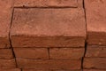 High angle view of a fresh brick stacked on a pile of bricks for sale Royalty Free Stock Photo