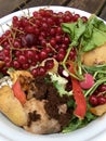 High angle view of fresh organic rubbish with red currants in a small white bowl for recycling Royalty Free Stock Photo