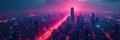High angle view of futuristic city, data streams glowing , lines, digital, high speed
