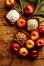 High angle view gala apples with ingredients Royalty Free Stock Photo