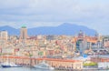 High angle view of Genoa Genova city with sea view, port, harbor and yachts in natural background Royalty Free Stock Photo