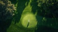 High angle view of golfer on putting green Royalty Free Stock Photo