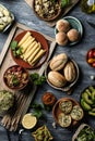 Table full of vegan snacks, dips and side dishes Royalty Free Stock Photo