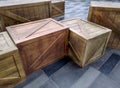 High Angle View of Group of Wooden Boxes