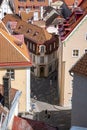 High angle view of houses with red roofs in old town at historic city Royalty Free Stock Photo