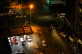 High Angle view of illuminated building and street scenes of Braamfontein Suburb of Johannesburg CBD at night time