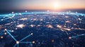 High-angle view of interconnected global