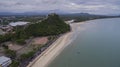 High angle view of khao takieb temple and sea coast of prachuap Royalty Free Stock Photo