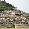 High angle view landscape from the ancient castle of the historic town of Berat in Albania