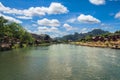 High Angle View of Landscape at Nam song in Vang vieng Laos