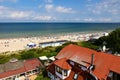 high angle view from the lighthouse on sandy baltic beach Royalty Free Stock Photo