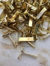 High angle view of locking clips for envelopes Royalty Free Stock Photo