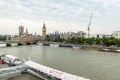 High angle view from London eye: Westminster Bridge, Big Ben an Royalty Free Stock Photo