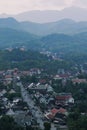 high angle view of luangprabang town from wat phatat pusi ,luangprabang is one of world heritate site of unesco in northern of lao