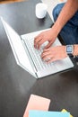 High angle view of man working on laptop Royalty Free Stock Photo